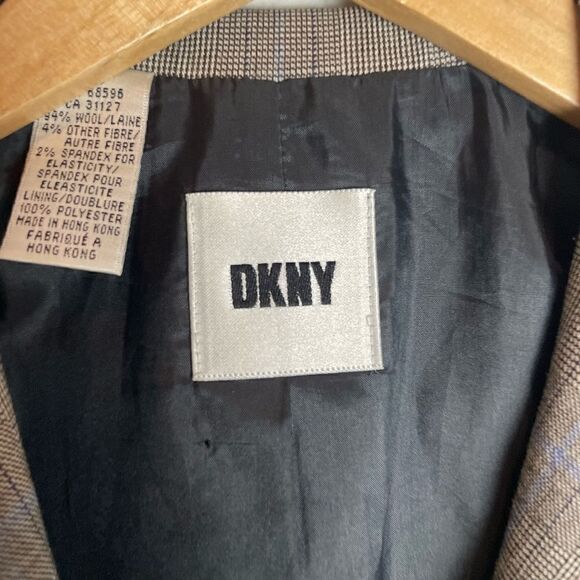 DKNY Double -Breasted Blazer Gray/Brown Wool Size 10 - Picture 4 of 14